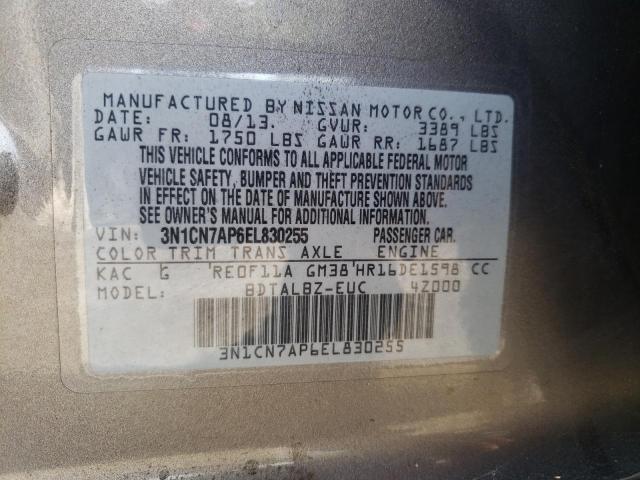 Photo 10 from auction – 2014 NISSAN VERSA S with VIN 3N1CN7AP6EL830255