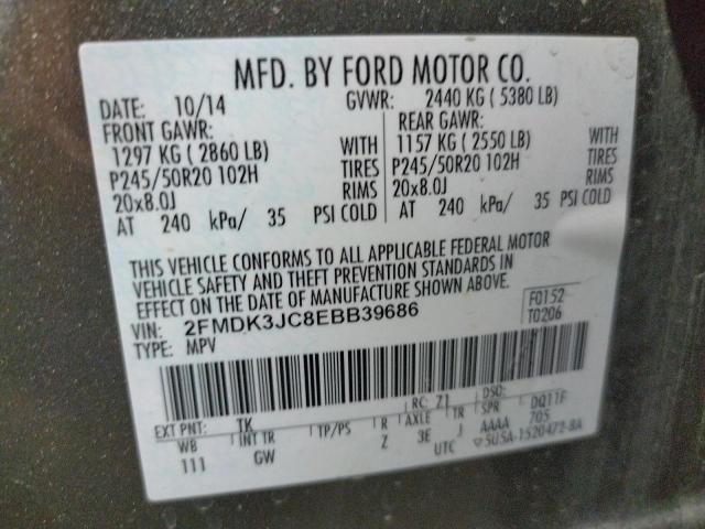 Photo 10 from auction – 2014 FORD EDGE SEL with VIN 2FMDK3JC8EBB39686