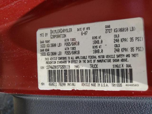 Photo 10 from auction – 2007 DODGE DAKOTA QUA with VIN 1D7HW28K97S269119