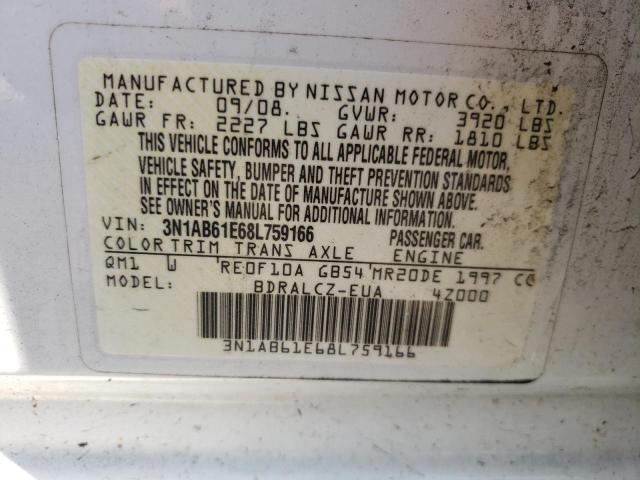 Photo 10 from auction – 2008 NISSAN SENTRA 2.0 with VIN 3N1AB61E68L759166