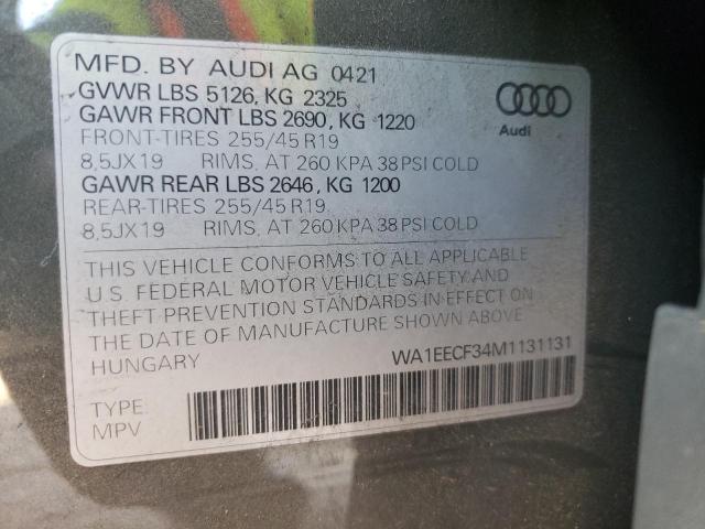 Photo 10 from auction – 2021 AUDI Q3 PREMIUM with VIN WA1EECF34M1131131
