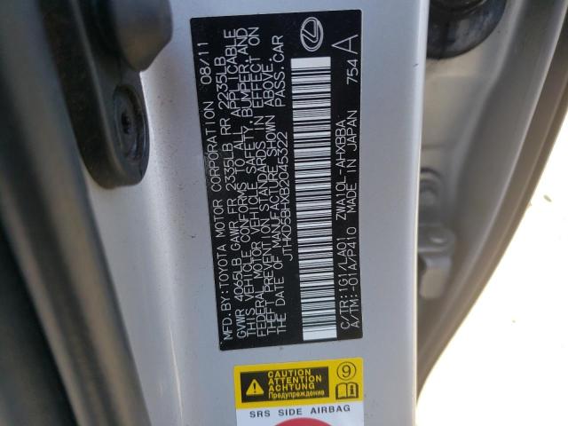 Photo 10 from auction – 2011 LEXUS CT 200 with VIN JTHKD5BHXB2045322