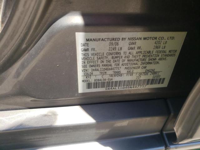 Photo 10 from auction – 2006 NISSAN ALTIMA S with VIN 1N4AL11D46N447757