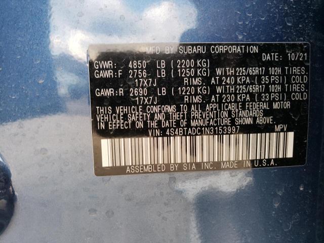 Photo 10 from auction – 2022 SUBARU OUTBACK PR with VIN 4S4BTADC1N3153997