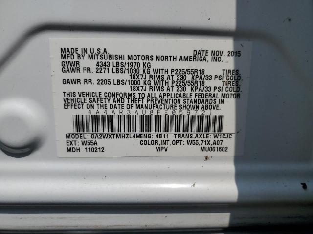 Photo 10 from auction – 2015 MITSUBISHI OUTLANDER with VIN 4A4AR3AU8FE059721