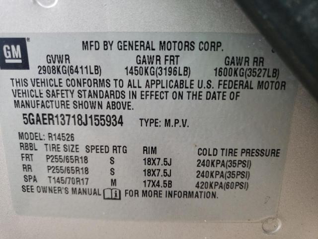 Photo 10 from auction – 2008 BUICK ENCLAVE CX with VIN 5GAER13718J155934