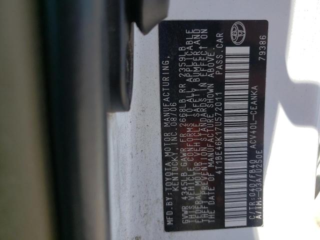 Photo 10 from auction – 2007 TOYOTA CAMRY CE with VIN 4T1BE46K17U572011