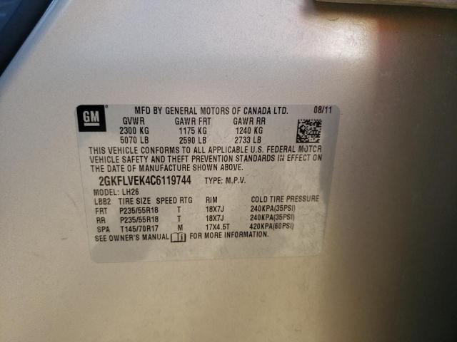 Photo 10 from auction – 2012 GMC TERRAIN SL with VIN 2GKFLVEK4C6119744