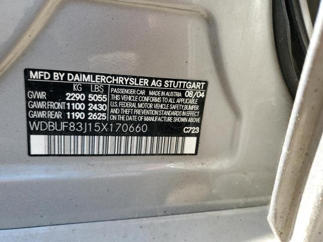 Photo 10 from auction – 2005 MERCEDES-BENZ E-CLASS with VIN WDBUF83J15X170660