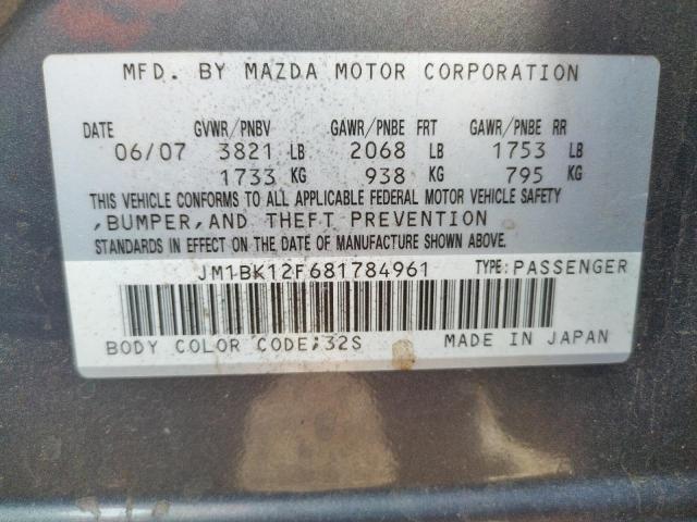 Photo 10 from auction – 2008 MAZDA 3 I with VIN JM1BK12F681784961