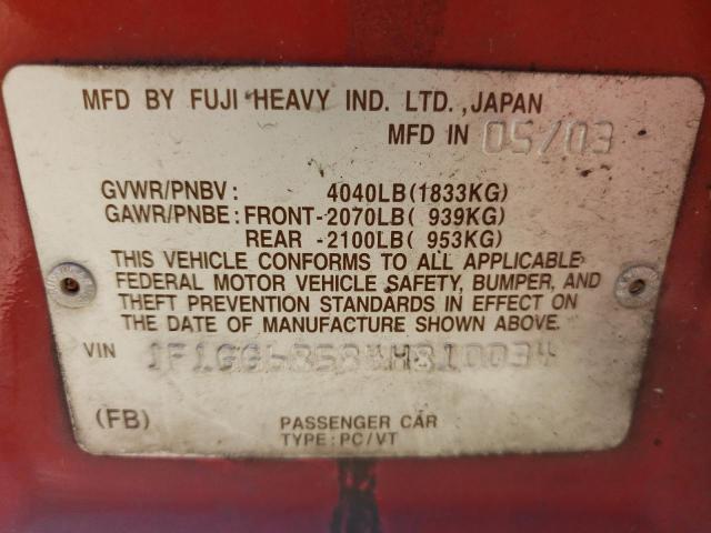 Photo 10 from auction – 2004 SUBARU IMPREZA OU with VIN JF1GG68584H810034