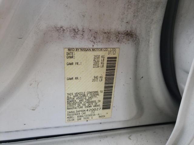 Photo 10 from auction – 2013 NISSAN ALTIMA 2.5 with VIN 1N4AL3AP4DN420027