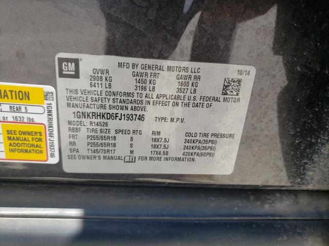 Photo 10 from auction – 2015 CHEVROLET TRAVERSE L with VIN 1GNKRHKD6FJ193746