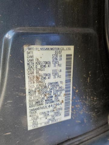 Photo 10 from auction – 2007 NISSAN FRONTIER C with VIN 1N6AD07U57C447964