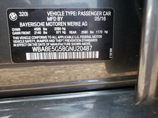 Photo 10 from auction – 2016 BMW 320 XI with VIN WBA8E5G58GNU20487