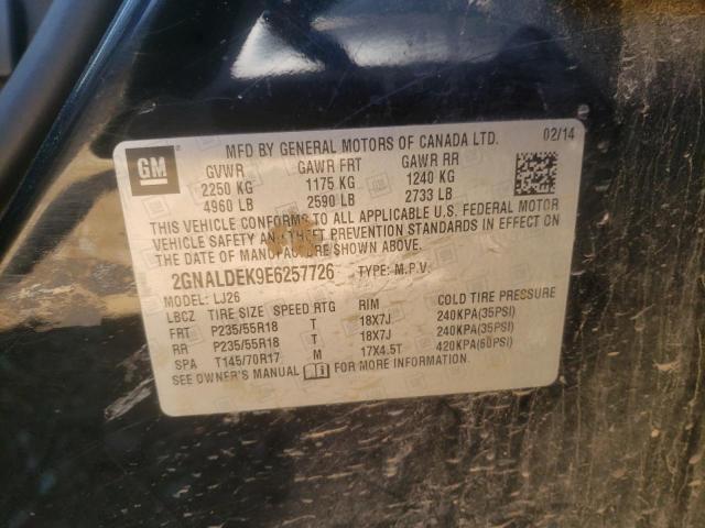 Photo 10 from auction – 2014 CHEVROLET EQUINOX LT with VIN 2GNALDEK9E6257726