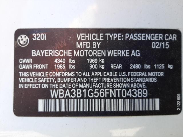 Photo 10 from auction – 2015 BMW 320 I with VIN WBA3B1G56FNT04389
