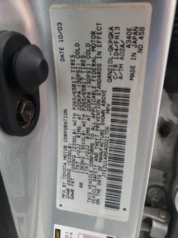 Photo 10 from auction – 2004 TOYOTA 4RUNNER SR with VIN JTEZU14R640021706