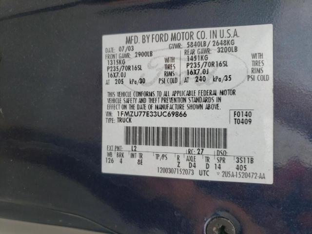 Photo 10 from auction – 2003 FORD EXPLORER S with VIN 1FMZU77E33UC69866