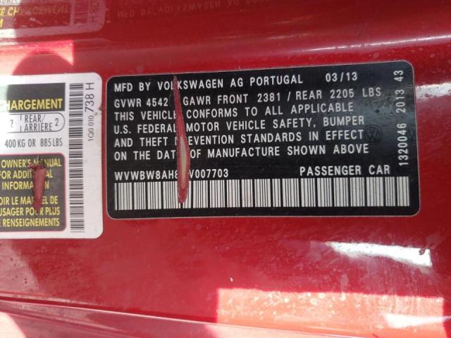 Photo 10 from auction – 2013 VOLKSWAGEN EOS KOMFOR with VIN WVWBW8AH8DV007703