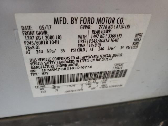 Photo 10 from auction – 2017 FORD EXPLORER with VIN 1FM5K7B8XHGD16774