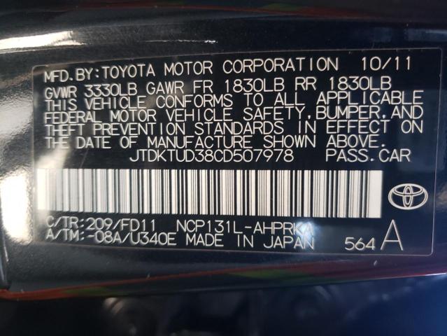 Photo 10 from auction – 2012 TOYOTA YARIS with VIN JTDKTUD38CD507978