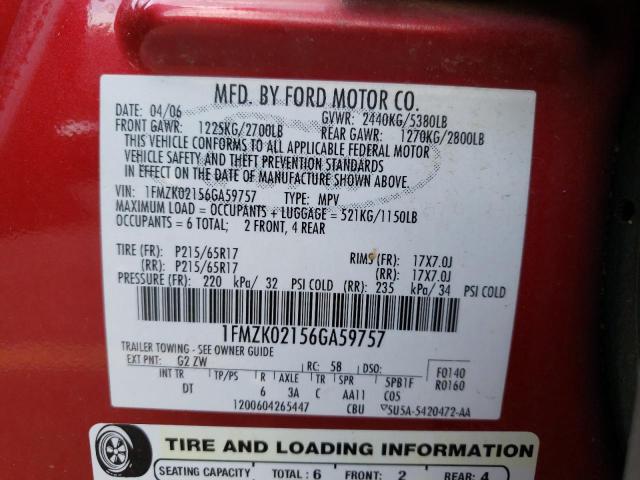 Photo 10 from auction – 2006 FORD FREESTYLE with VIN 1FMZK02156GA59757