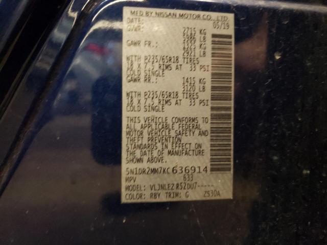 Photo 10 from auction – 2019 NISSAN PATHFINDER with VIN 5N1DR2MM7KC636914