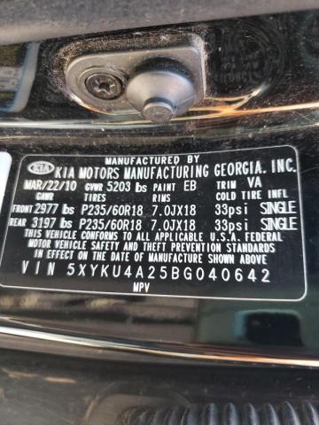 Photo 10 from auction – 2011 KIA SORENTO EX with VIN 5XYKU4A25BG040642