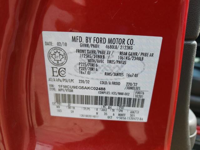 Photo 10 from auction – 2010 FORD ESCAPE LIM with VIN 1FMCU9EG5AKC02488