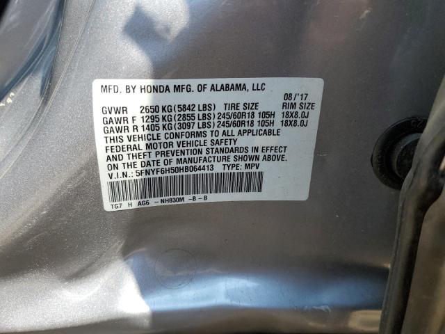 Photo 10 from auction – 2017 HONDA PILOT EXL with VIN 5FNYF6H50HB064413
