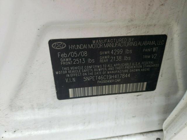 Photo 10 from auction – 2009 HYUNDAI SONATA GLS with VIN 5NPET46C19H417844