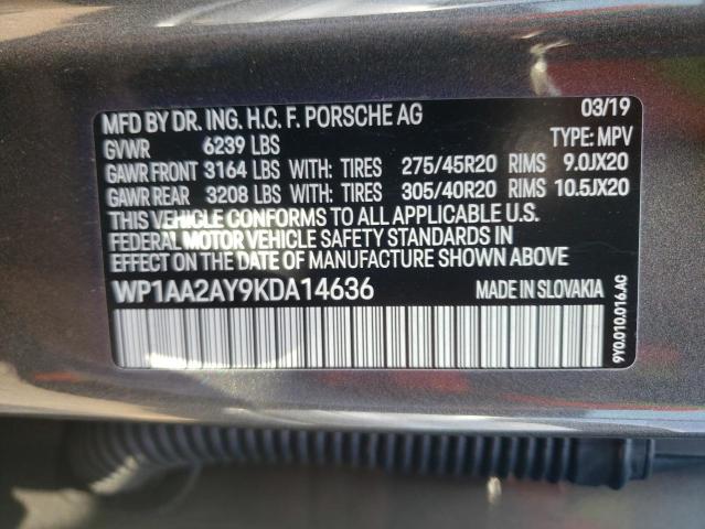 Photo 10 from auction – 2019 PORSCHE CAYENNE with VIN WP1AA2AY9KDA14636