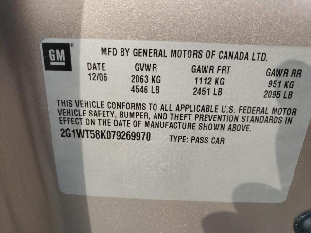 Photo 10 from auction – 2007 CHEVROLET IMPALA LT with VIN 2G1WT58K079269970