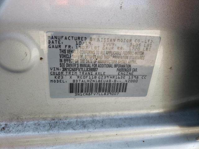 Photo 10 from auction – 2020 NISSAN VERSA SR with VIN 3N1CN8FV7LL839007