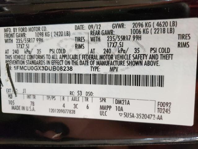 Photo 10 from auction – 2013 FORD ESCAPE SE with VIN 1FMCU0GX3DUB08238