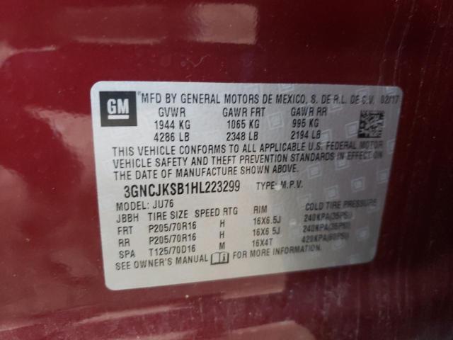 Photo 10 from auction – 2017 CHEVROLET TRAX LS with VIN 3GNCJKSB1HL223299