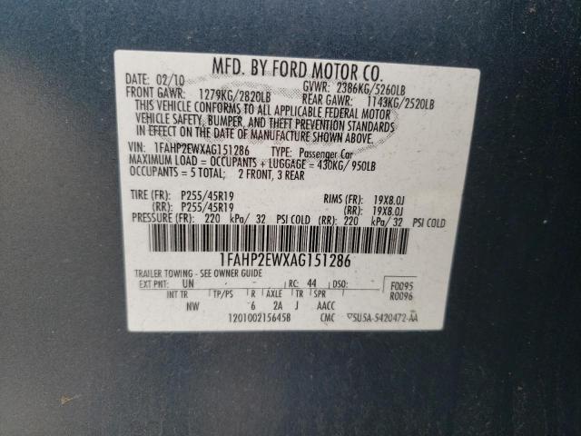 Photo 10 from auction – 2010 FORD TAURUS SEL with VIN 1FAHP2EWXAG151286