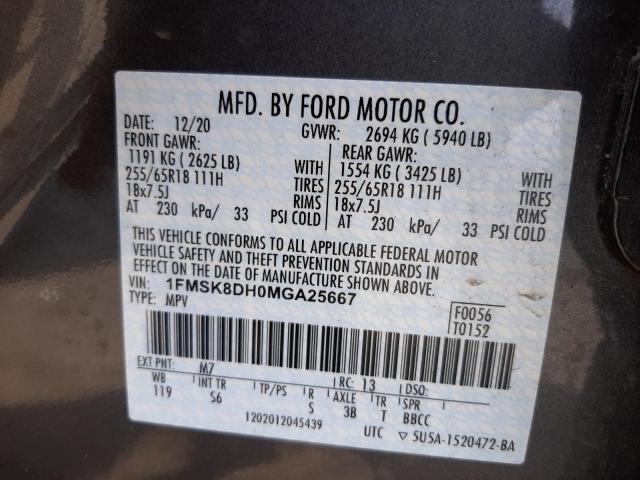 Photo 10 from auction – 2021 FORD EXPLORER X with VIN 1FMSK8DH0MGA25667