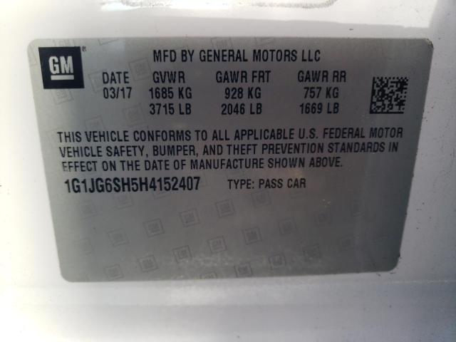 Photo 10 from auction – 2017 CHEVROLET SONIC with VIN 1G1JG6SH5H4152407