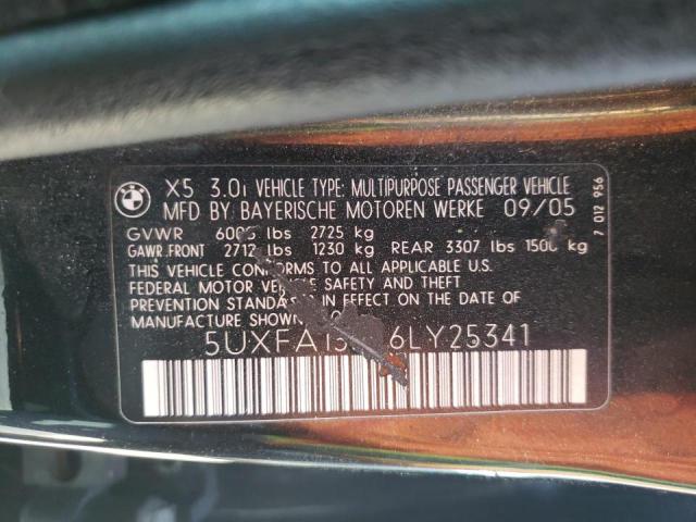 Photo 10 from auction – 2006 BMW X5 3.0I with VIN 5UXFA13546LY25341