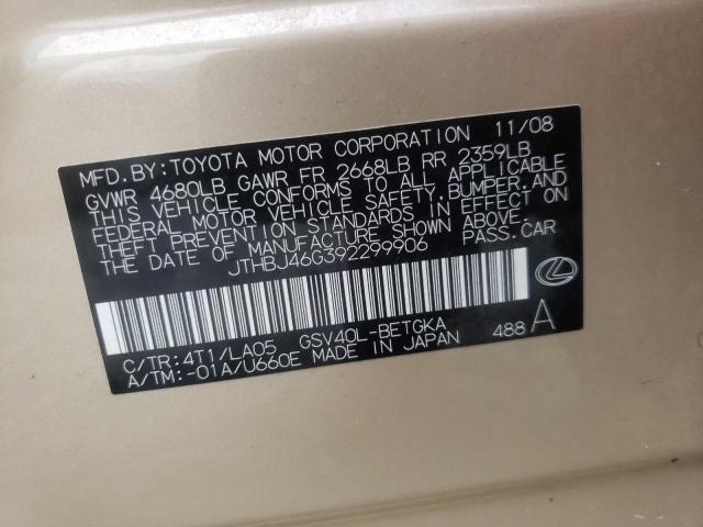 Photo 10 from auction – 2009 LEXUS ES 350 with VIN JTHBJ46G392299906