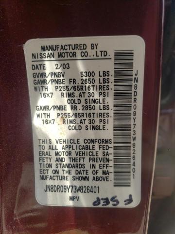 Photo 10 from auction – 2003 NISSAN PATHFINDER with VIN JN8DR09Y73W826401