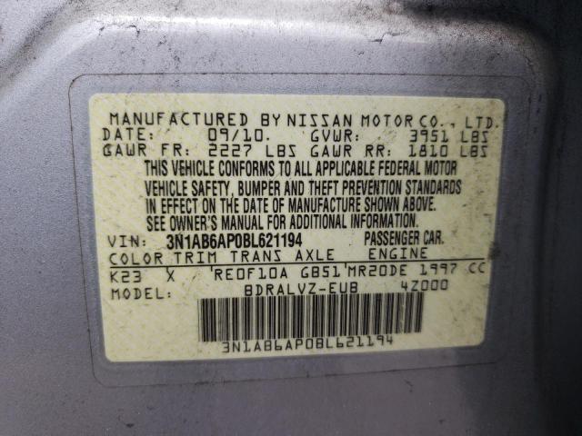 Photo 10 from auction – 2011 NISSAN SENTRA 2.0 with VIN 3N1AB6AP0BL621194
