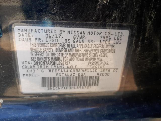 Photo 10 from auction – 2017 NISSAN VERSA S with VIN 3N1CN7AP3HL898727