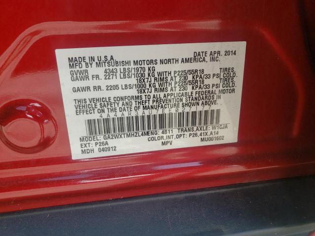 Photo 10 from auction – 2014 MITSUBISHI OUTLANDER with VIN 4A4AR3AU7EE027177