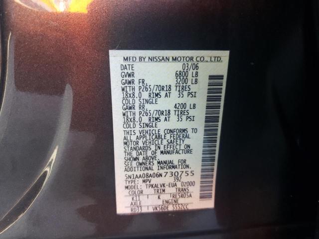 Photo 10 from auction – 2006 NISSAN ARMADA SE with VIN 5N1AA08A06N730755