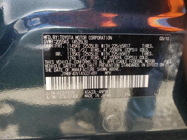 Zdjęcie 10 z aukcji – 2010 TOYOTA RAV4 z VIN JTMBF4DV1A5031489