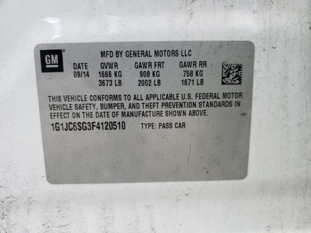 Photo 10 from auction – 2015 CHEVROLET SONIC LT with VIN 1G1JC6SG3F4120510