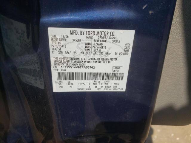 Photo 10 from auction – 2007 FORD F150 SUPER with VIN 1FTPW14V97FA56762